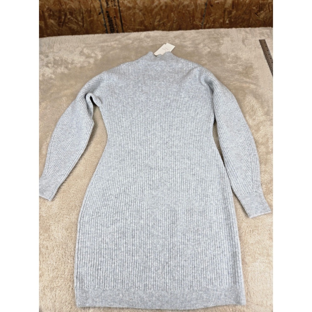 A New Day Womens Gray Ribbed Mock Neck Metallic Sweater Dress Size M NEW - Picture 10 of 11